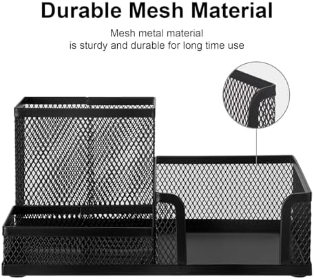 Comix 6 Packs Mesh Pen Holder, Desk Organizer for Home Office, Black - Image 4