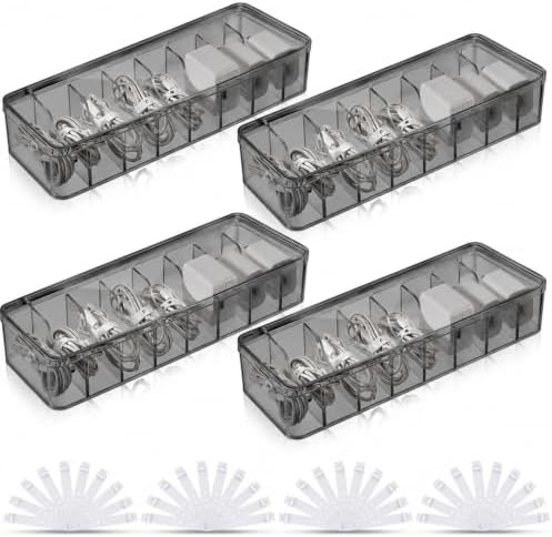 Tatuo Cord Organizer for Drawer Desktop, Gray, 4 Pack by Tatuo