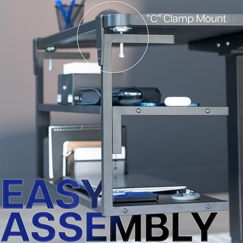 VIVO Black Clamp-on 30 inch 2-Tier Desk Shelf, STAND-SHELF30C - Image 5