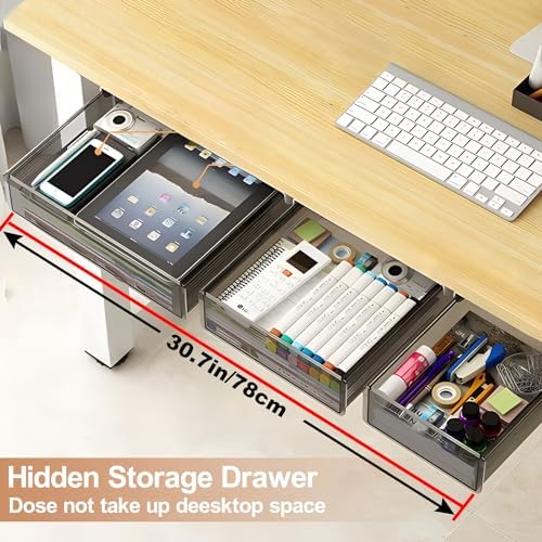 Under Desk Table Drawer Storage Organizer,3 Pack Large & Medium & Small Slide Out Desk Drawers - Hidden Desktop Organizer,Attachable Pencil Storage Tray Under Table(SML) - Image 4