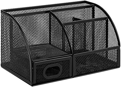 Amazon Basics Mesh Pen Holder and Desktop Desk Organizer, Office Caddy Storage for Writing Utensils, 9.1 x 5.9 x 5.5 inches, Black (Pack of 12) by AmazonBasics