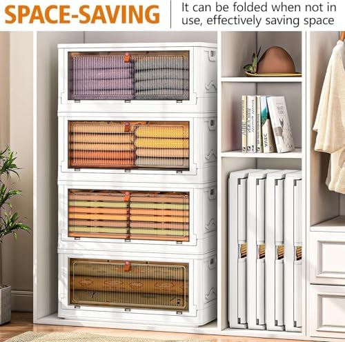 4 Tier Plastic Storage Bins with Lid 102QT, Stackable Storage Containers with Wheels, Folding Storage Boxes, Stackable Storage Bins, Organizers and Storage for Living Room - Image 6