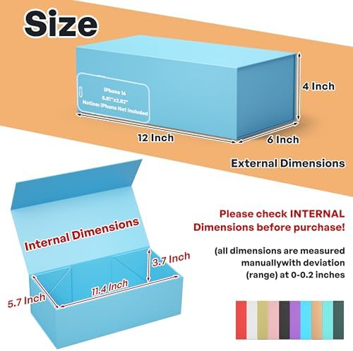 5 Pack Blue Gift Box, 12x6x4'' Gift Boxes with Lids for Presents - Image 2