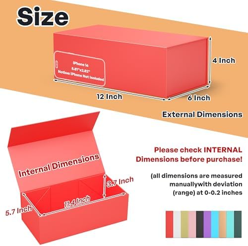 5 Pack Red Gift Box, 12x6x4'' Gift Boxes with Lids for Presents - Image 2