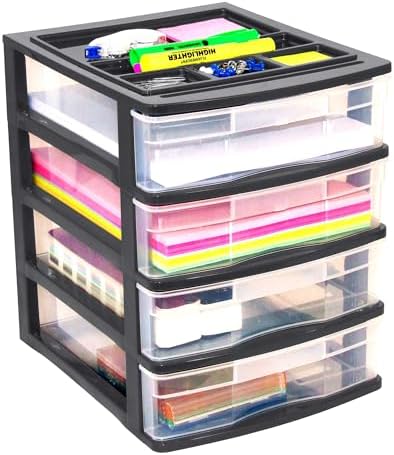 Gracious Living 4-Drawer Desktop/Countertop Organizer, Black/Clear, 4 Pack - Image 6