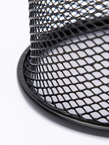 HSYMQ Black Pen Holder Cup for Desk, Pencil Cup Holder, Black Wire Mesh Pen Cup for Desk Office Pen Organizer - Image 2