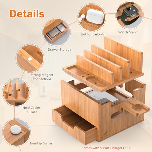 Multi Device Charging Station with Drawer & USB Charger - Image 3