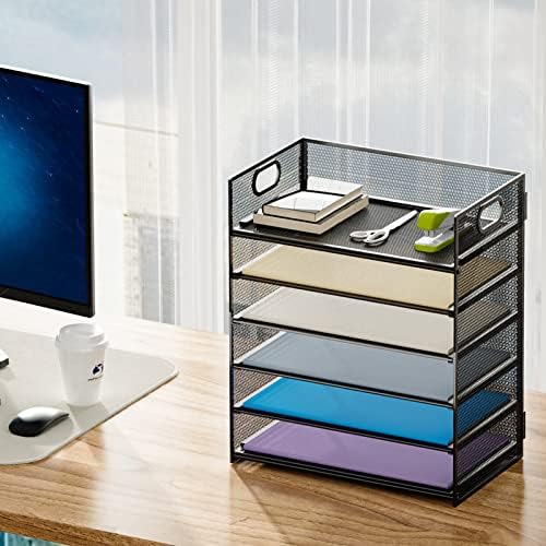 Marbrasse 2 Pack Desk Organizer with Handle, 6 Tier Paper Letter Tray, Mesh Desk File Organizer for Office, School and Home - Image 5