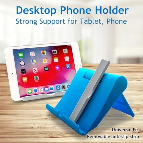 Cell Phone Stand 2 Pack, Desktop Holder for Phones & Tablets (2, Black+Blue) - Image 7