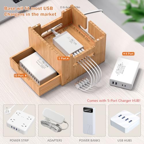 Multi Device Charging Station with Drawer & USB Charger - Image 5