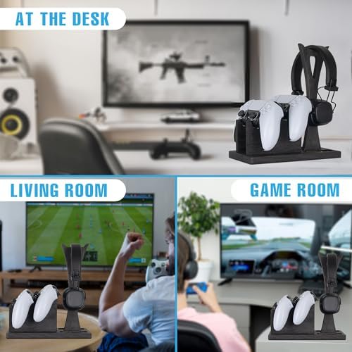 Gamer Gifts for Men Teenage Boy Controller Holder & Headphone Stand, Stylish Gaming Accessories Setup Controller Stand Headset Stands, Unique Gifts for Gamers to Organize Gaming Equipment - Image 3