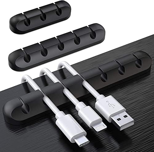 SOULWIT 3 Pcs Silicone USB Cable Holder Clips, Self Adhesive - Black by SOULWIT