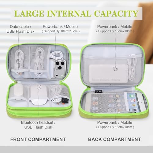 FYY Electronic Organizer, Travel Tech Pouch Bag, Large, Green - Image 3
