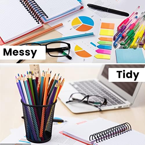 QYH Mesh Pencil Holder for Desk 6 Pack, Metal Pen Cup Black - Image 3