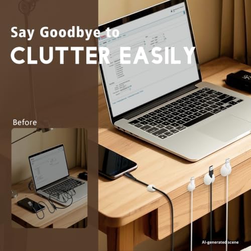 Cable Clips, Phone Cord Organizer for Wire Management, White 9 PCS - Image 3