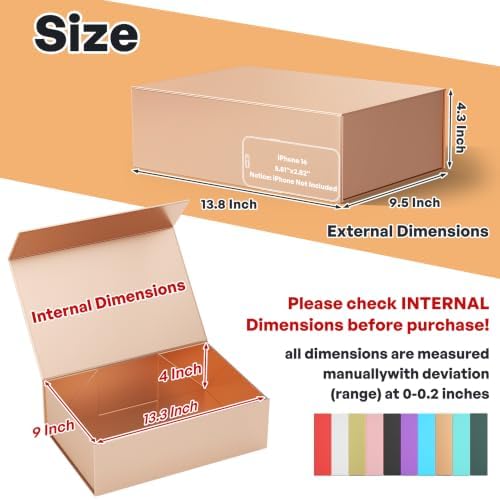 RYDDOY 5 Pack Rose Gold Gift Box, 13.8x9.5x4.3'' Large Gift Boxes with Lids - Image 2