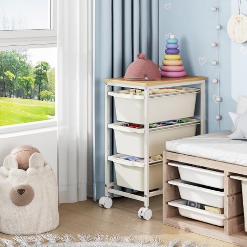 Slim Rolling Cart with 3 Drawers, Metal Utility Storage Cart - Image 5