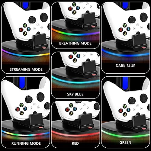 Controller Charger with RGB Headphone Stand & 6660mWh Battery for Xbox Series X|S/Elite 2/One/One X/One S/One Elite, XSX Controller Charger Station, Headset and Controller Holder with 2 USB Port - Image 4