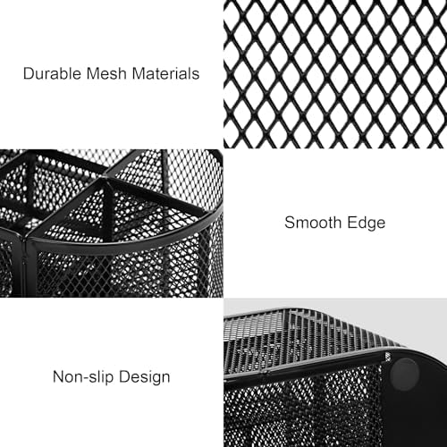 Comix Mesh Pen Holder, Desk Organizer for Home Office, Black - Image 5