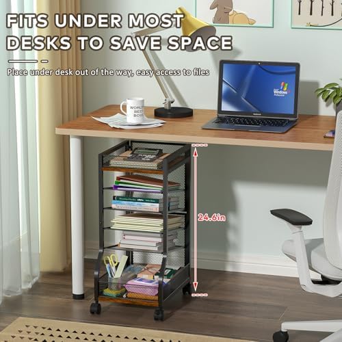 6-Tier Standing File Organizer, Rolling Under Desk Organizer for Office - Image 2