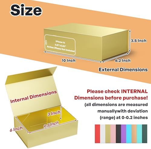 5 Pack Gold Gift Box, 9.5x6x3'' Gift Boxes with Lids for Presents - Image 2