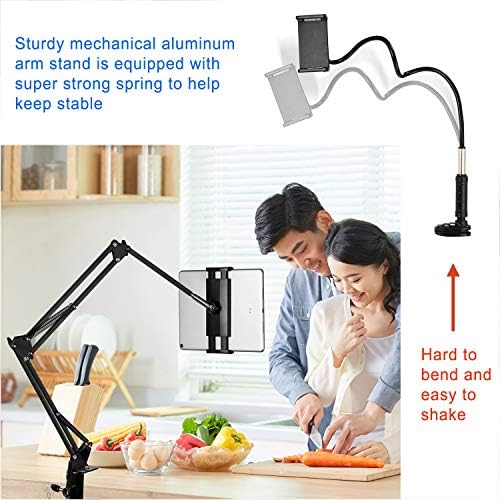 Tablet Stand Adjustable,Foldable Arm Stand for Bed,Aluminum Universal Flexible Tablet Holder with 360 Degree Rotation Compatible with iPad/iPhoneX/iPad Pro/N-Switch,or Other 4.5~12.9 Inches Devices - Image 5