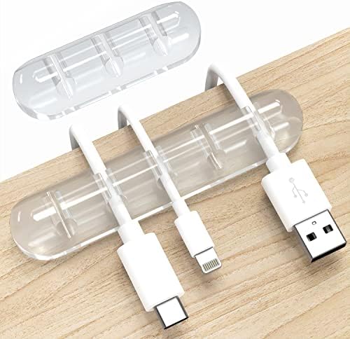 Cord Organizer, Clear Cable Clips Cable Management, Cable Organizers USB Cable Holder Wire Organizer Cord Clips, 2 Packs Cord Holder for Desk Car Home and Office (5, 3 Slots) by INCHOR