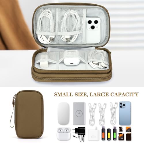 FYY Electronic Organizer, Travel Tech Pouch Bag, Medium, Brown - Image 6