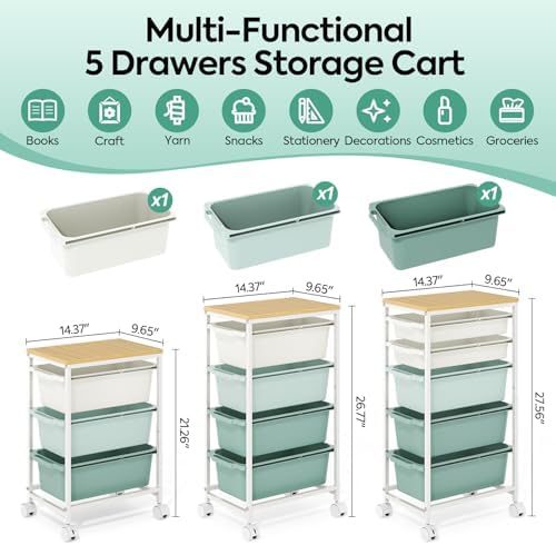 Slim Rolling Cart with 3 Drawers, Metal Utility Storage Cart - Image 2