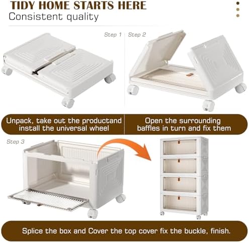 4 Tier Plastic Storage Bins with Lid 36QT, Stackable Storage Bins - Image 3