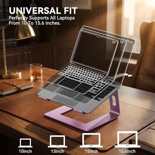 SOUNDANCE Laptop Stand, Aluminum Ergonomic Desk Riser, 10-15.6", Pink - Image 5