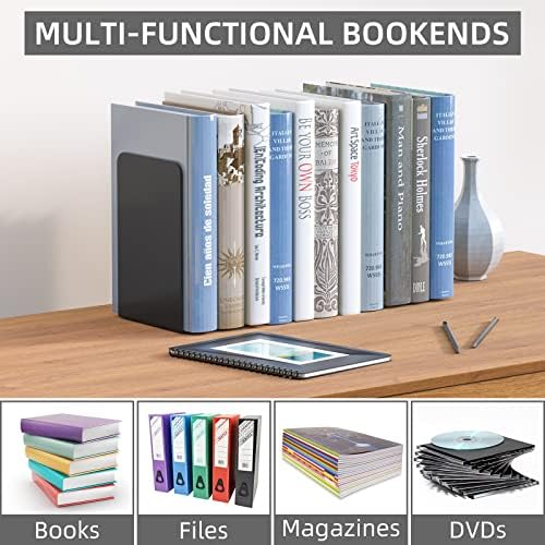 VFINE Book End 4 Pairs, Bookends for Shelves , Book Stopper for Heavy Books - Image 6