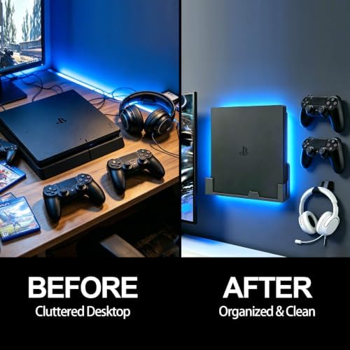 Wall Mount for PS4 Slim with Controller & Headphone Holders - Image 5