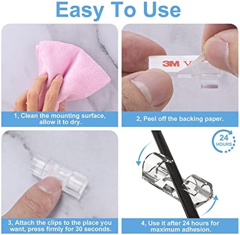 TidyHelper Adhesive Cable Clips Black (60PCS, M), Indoor/Outdoor - Image 5