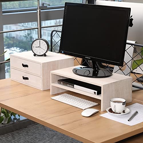 Desk Organizer Drawers for Office Supplies Kitchen Storage - Wood Makeup Organizer Box/Countertop Drawers Chest for Dresser Wooden Cabinet Printer Stand Machine Shelf White (FAX2C-WH） - Image 6