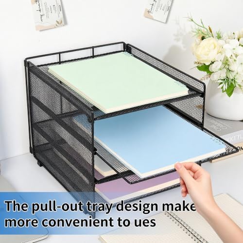 Desk Organizer, 4-Tier Paper Organizer Letter Tray, Black - Image 6