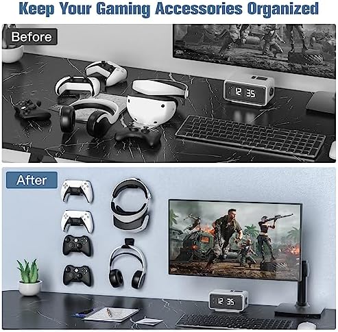 KUNSLUCK 2 Pack Controller Wall Mount for PS5, Xbox, Switch Controller, Wall Mount Stand for Controller&Headset, Adhesive/Screws Installation (Black) - Image 5