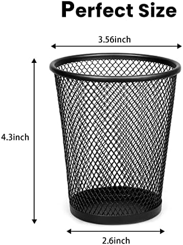 QYH Mesh Pencil Holder for Desk 6 Pack, Metal Pen Cup Black - Image 2