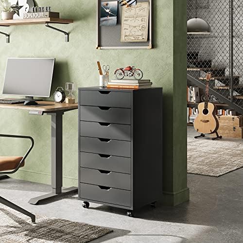 DEVAISE 7-Drawer Office File Cabinets, Mobile Craft Storage Cabinet, Black - Image 2
