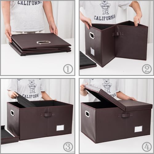 Extra Large Leather Foldable Storage Bins with Lids,Closet Storage Box 70L - Image 4