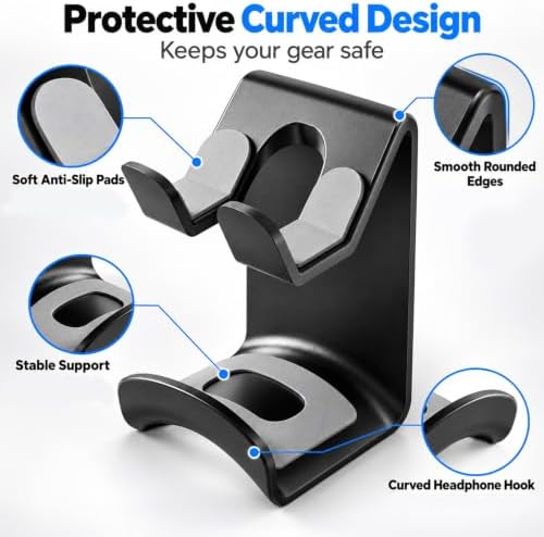 2 Pack Controller & Headphone Holder Wall Mount, Universal Game Controller Stand Headset Hanger for PS5 PS4 Xbox Series X/S One Switch PC, Gaming Accessories Storage Organizer - Image 4
