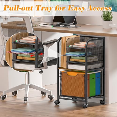 5-Tier Rolling File Cart Cabinet Under Desk Storage Organizer - Image 3