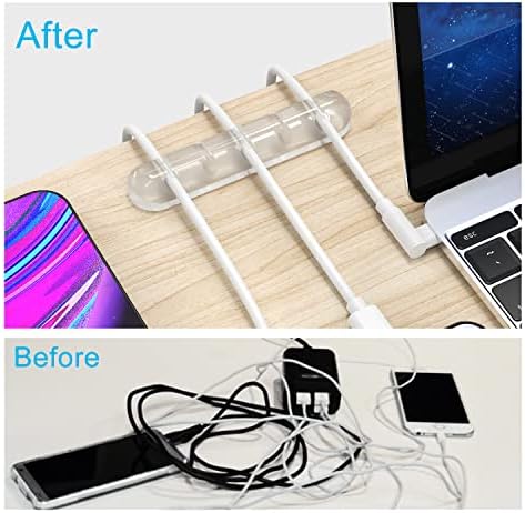 Cord Organizer, Clear Cable Clips Cable Management, Cable Organizers USB Cable Holder Wire Organizer Cord Clips, 2 Packs Cord Holder for Desk Car Home and Office (5, 3 Slots) - Image 2