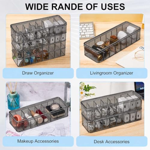 Tatuo Cord Organizer Box with Lid, Gray, 6 Pack - Image 4