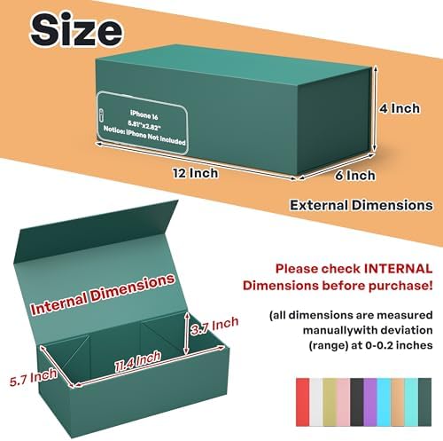 Green Gift Box, 12x6x4'' Gift Boxes with Lids for Presents - Image 2