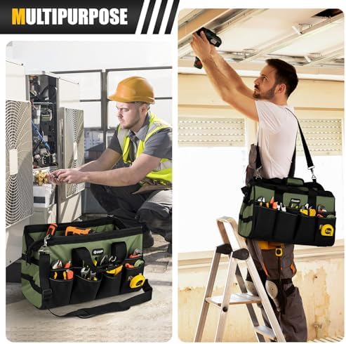 18" Large Tool Bag, Heavy Duty Spacious Carry Tool Box Organizer, Green - Image 7