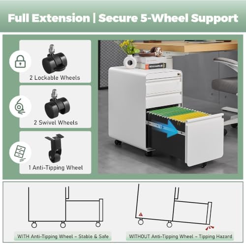 Lockable 3 Drawer File Cabinets for Home Office - Image 5