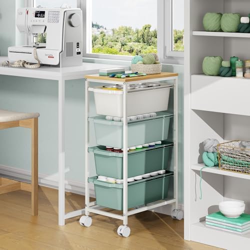 Slim Rolling Cart with 4 Drawers, Metal Utility Storage Cart - Image 6