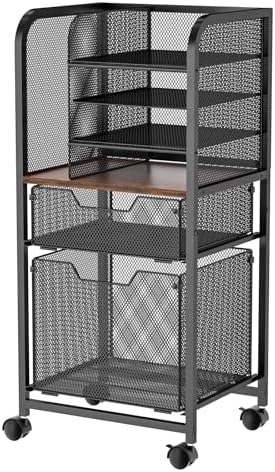 6-Tier Rolling File Cart Multi Mobile Drawer Cabinet Black by Feyejade