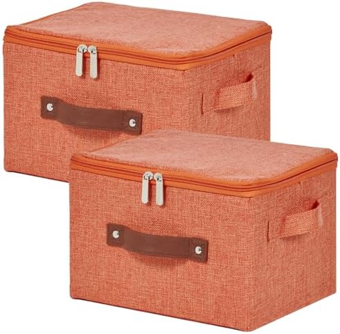 2PCS Storage Bins with Zipper Lids Decorative Lidded Basket Box by VinneGenzz